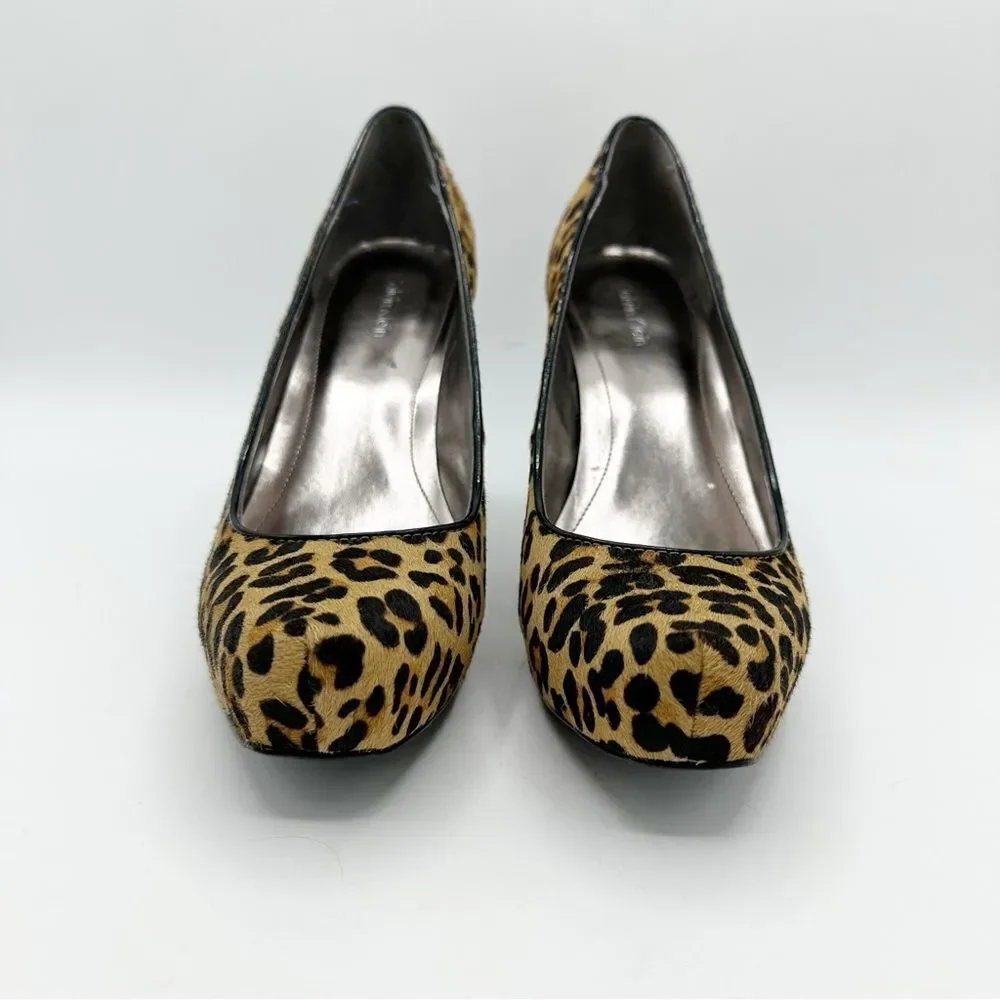 Calvin‎ Klein Retro Colette Trending Leopard Calf Hair Platform Pumps Sz 8